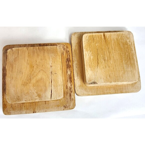 Lidded Seagrass Glass Wicker Boho Retro Square Storage Jar Vintage Set of 4 - Picture 8 of 14